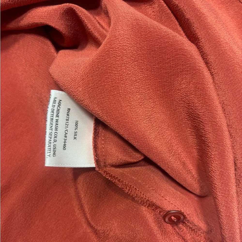 Eileen Fisher Top Women Sz PL Silk Crepe de Chine Drape Cowl Neck Roll Sleeves - Picture 10 of 10